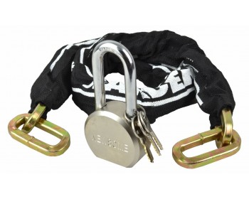 1m Sleeved Chain & 65mm Long Shackle Sold Steel Padlock